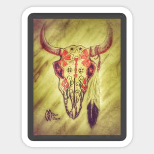 Bull Sugar Skull in Grunge Sticker